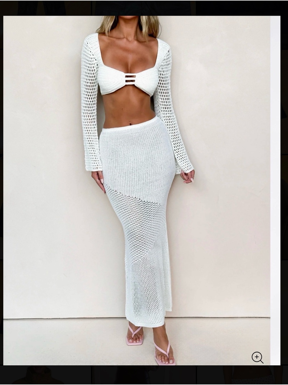 Tiger Mist White Crochet Maxi Skirt and Top Set - Beachy Knit
